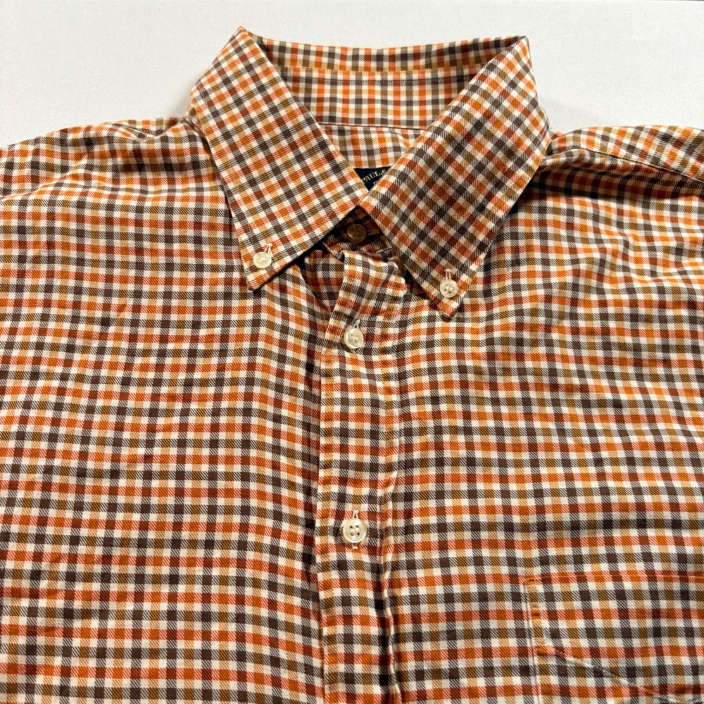 Paul & Shark Yachting Shirt Mens XXL Orange Brown Check Cotton Button‎ Down